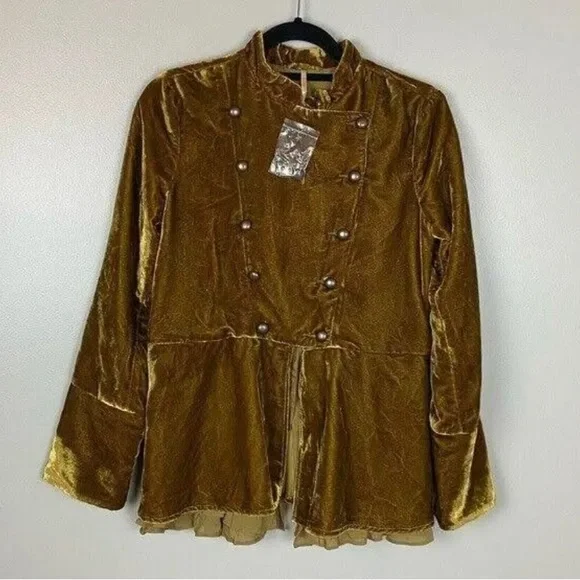 Free People Faye Velvet Jacket  Tobacco - Picture 3 of 8
